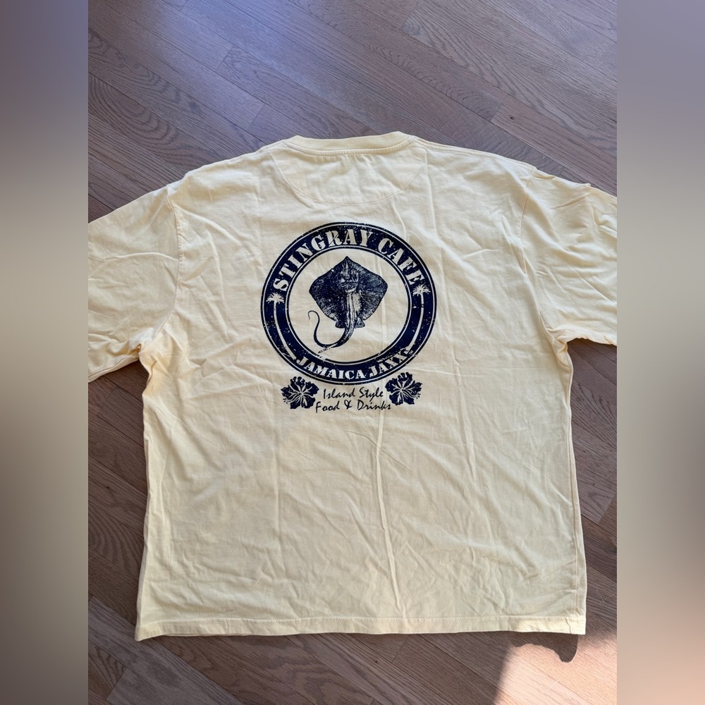 Jamaica Jaxx Yellow T-Shirt print with stingray thick cotton XL vacation relaxed